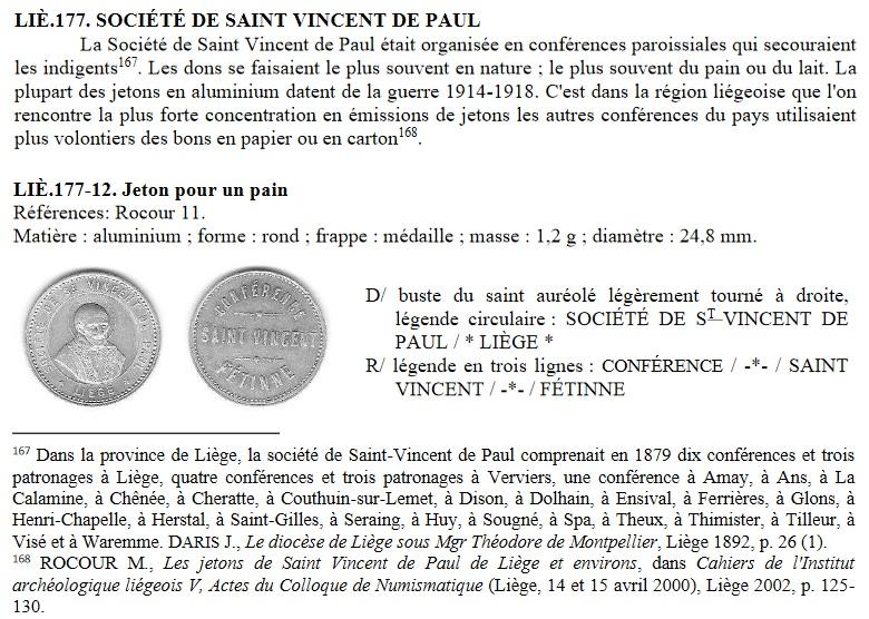 Numismatique jeton fetinne st vincent de paul