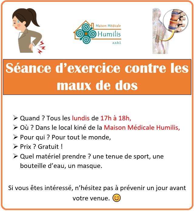 Seance exercice contre maux de dos